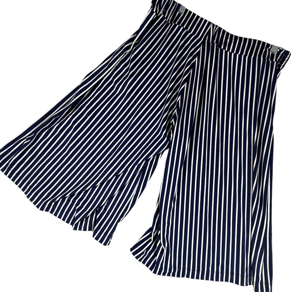 Robert Louis Nautical Striped Palazzo Pants XL High Waist Wide Leg Coastal Boho‎